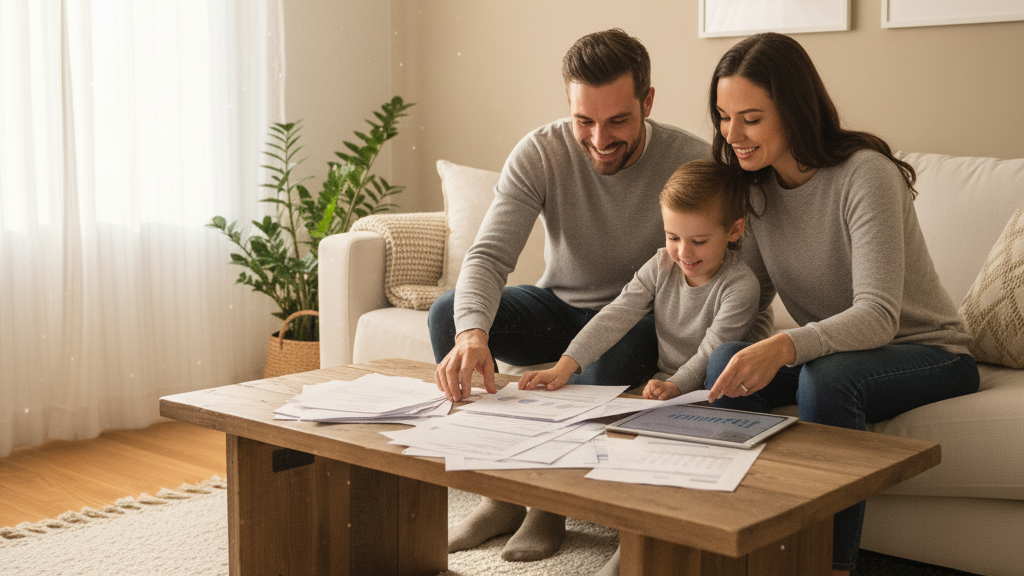 Family organising their information
